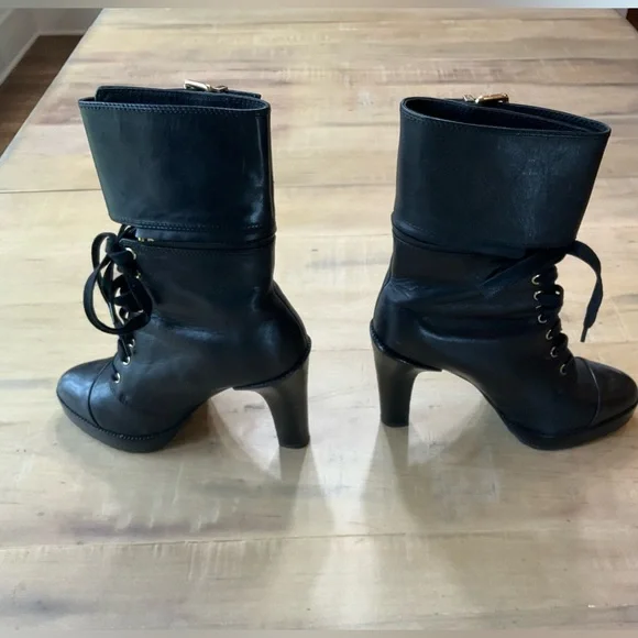 Diesel Black Lace-Up Women's Boots with three different zip-on cuffs - Picture 9 of 16